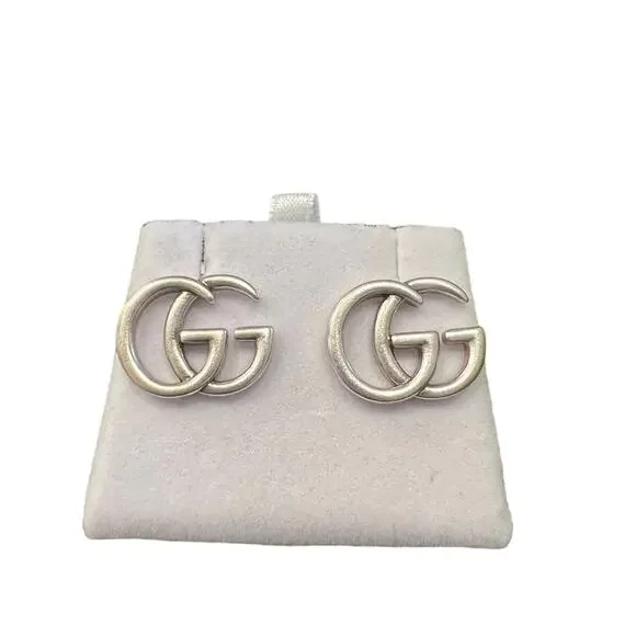 Gucci GG Silver Tone Earrings w/Box and Dust bag (GGXX025) - Picture 1 of 7